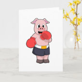 Varken als bokser bij het boksen kaart (Gele Bloem)