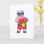 Varken als bokser met boks handschoenen kaart (Gele Bloem)