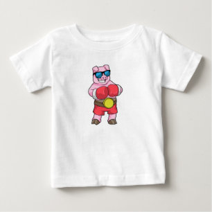 Varken als Boxer met Boxing-handschoenen