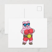 Varken als Boxer met Boxing-handschoenen Briefkaart (Voorkant / Achterkant)