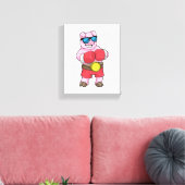Varken als Boxer met Boxing-handschoenen Canvas Afdruk (Insitu (Woonkamer))