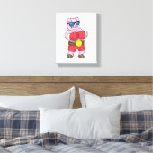 Varken als Boxer met Boxing-handschoenen Canvas Afdruk (Insitu (Slaapkamer))