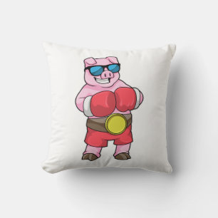 Varken als Boxer met Boxing-handschoenen Kussen