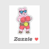 Varken als Boxer met Boxing-handschoenen Sticker (Vel)