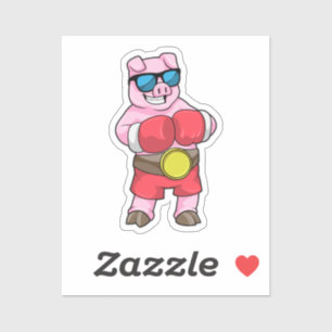 Varken als Boxer met Boxing-handschoenen Sticker