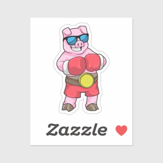 Varken als Boxer met Boxing-handschoenen Sticker (Vel)