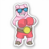 Varken als Boxer met Boxing-handschoenen Sticker (Voorkant)