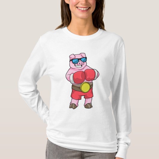 Varken als Boxer met Boxing-handschoenen T-shirt (Voorkant)