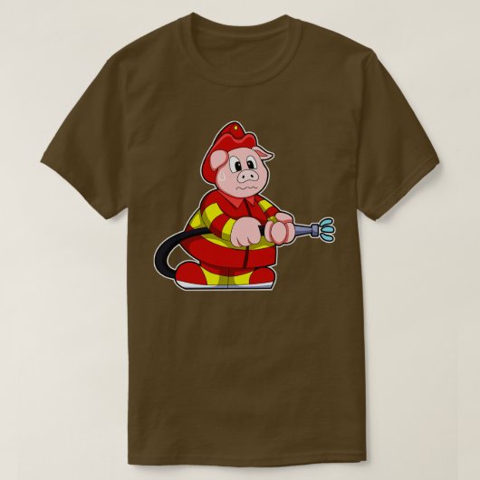 Varken als brandweerman met brandblusser 1 t-shirt (Design voorkant)