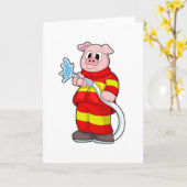 Varken als brandweerman met slang kaart (Gele Bloem)