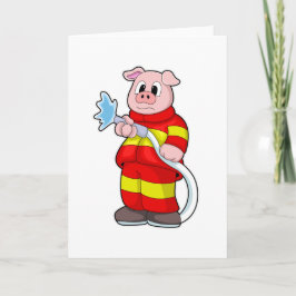 Varken als brandweerman met slang kaart