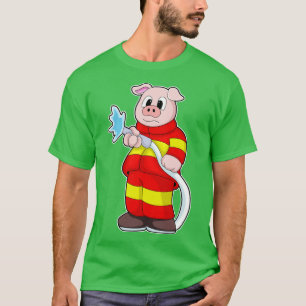 Varken als brandweerman met slang t-shirt