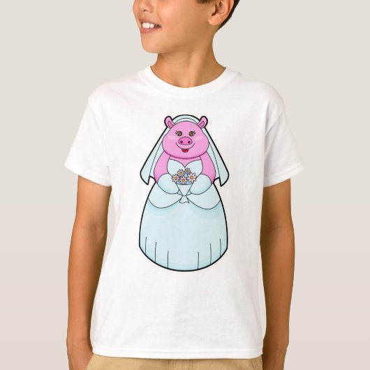 Varken als bruid met sluier t-shirt (Voorkant)