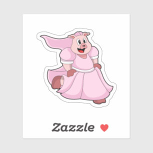 Varken als bruid met trouwjurk sticker