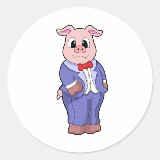 Varken als bruidegom met pak ronde sticker (Voorkant)