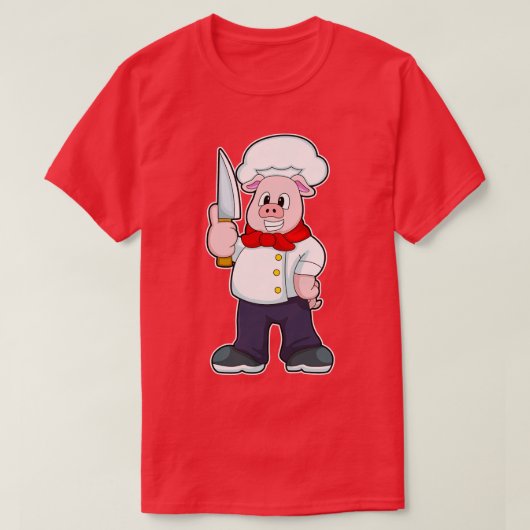 Varken als Butcher met mes T-shirt (Design voorkant)