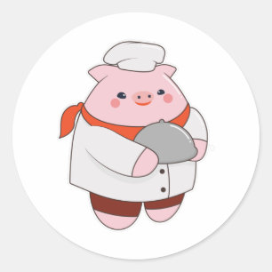 Varken als Cook met Platter Ronde Sticker
