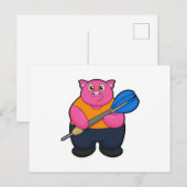 Varken als Dart speler met Pijlen Briefkaart (Voorkant / Achterkant)