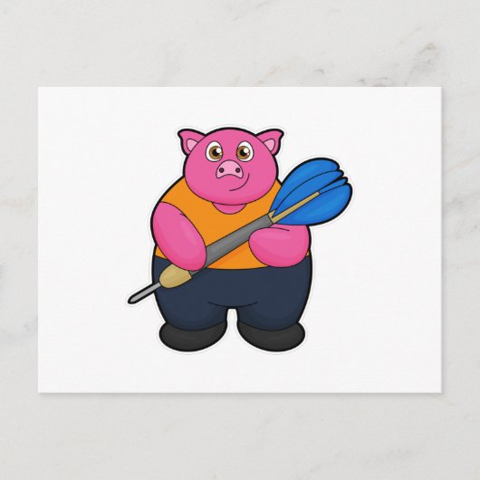 Varken als Dart speler met Pijlen Briefkaart (Voorkant)