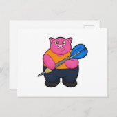 Varken als Dartsspeler met Pijlen Briefkaart (Voorkant / Achterkant)