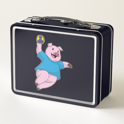 Varken als handballspeler met handbal (Achterkant)