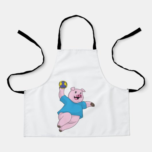 Varken als handballspeler met handbal schort (Voorkant)