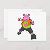 Varken als handbalspeler met handbal briefkaart (Voorkant / Achterkant)