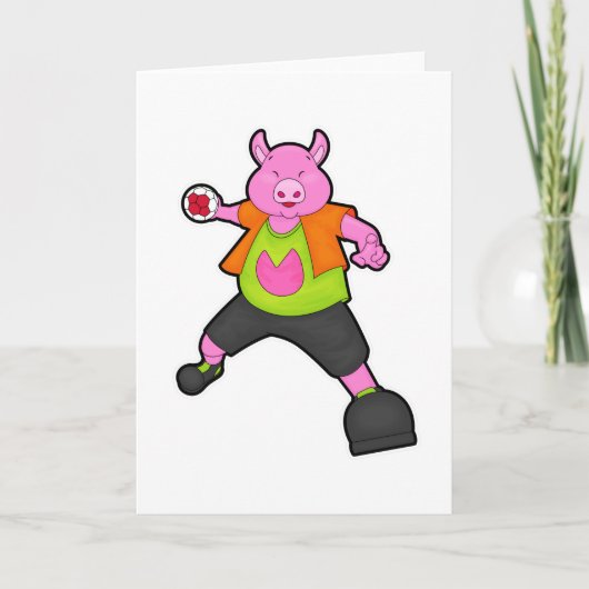 Varken als handbalspeler met handbal kaart (Voorkant)