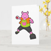 Varken als handbalspeler met handbal kaart (Gele Bloem)