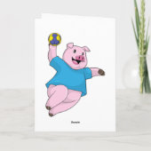 Varken als handbalspeler met handbal kaart (Achterkant)