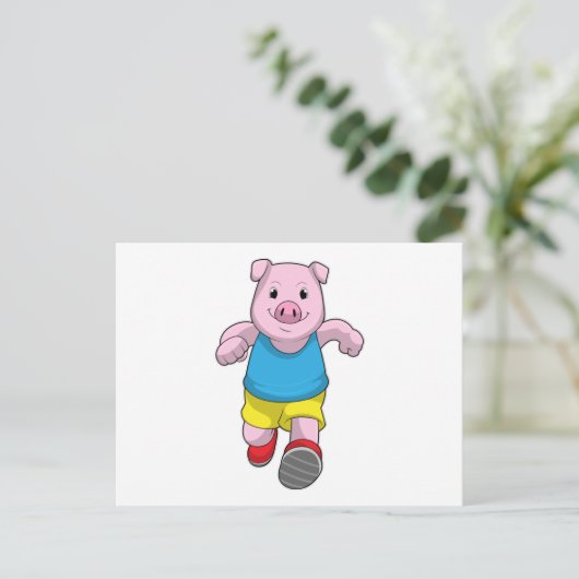 Varken als hardloper op de renbaan briefkaart (Staand voorkant)