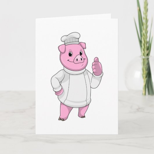 Varken als kok met kookmuts kaart (Voorkant)