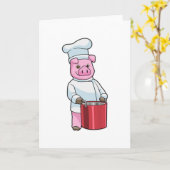 Varken als kok met kookpot kaart (Gele Bloem)