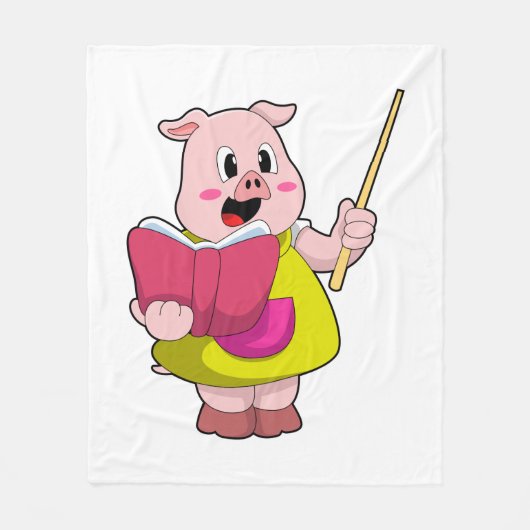 Varken als leraar met boek fleece deken (Voorkant)