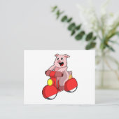 Varken als motorrijder met scooter briefkaart (Staand voorkant)