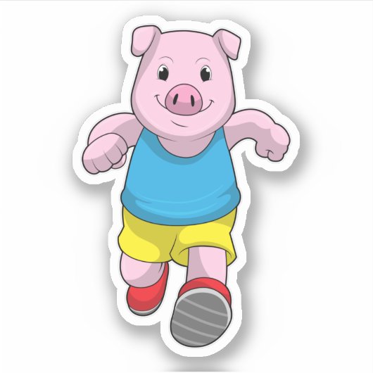 Varken als Runner op Running Sticker (Voorkant)