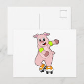 Varken als schaatser met skeelers briefkaart (Voorkant / Achterkant)