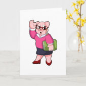 Varken als secretaresse met bril kaart (Gele Bloem)