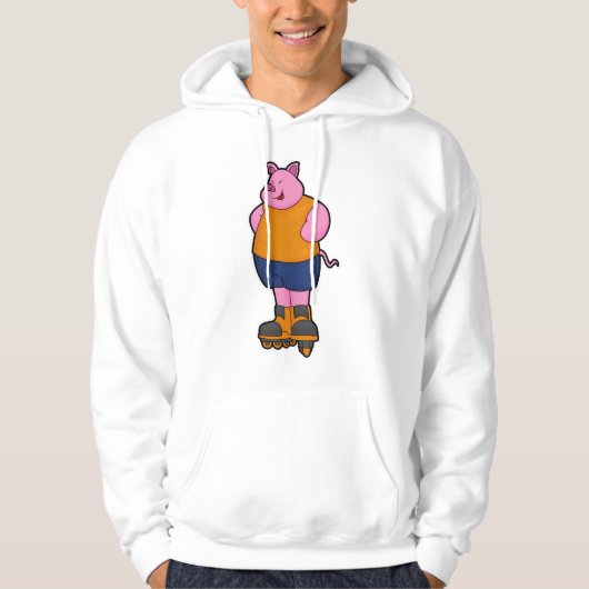 Varken als Skater met gealigneerde schaatsen Hoodie (Voorkant)