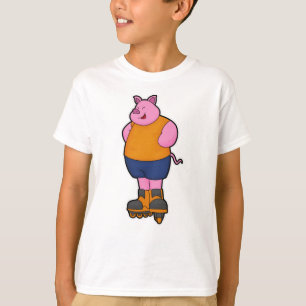 Varken als Skater met gealigneerde schaatsen T-shirt