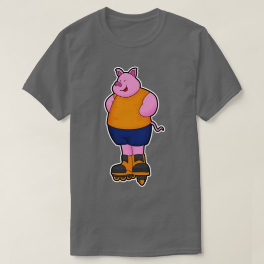 Varken als Skater met gealigneerde schaatsen T-shirt (Design voorkant)