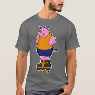 Varken als Skater met gealigneerde schaatsen T-shirt
