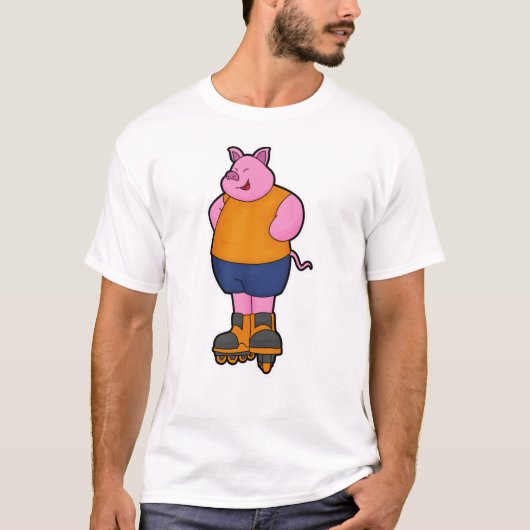Varken als Skater met gealigneerde schaatsen T-shirt (Voorkant)