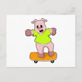 Varken als skater op skateboard briefkaart (Voorkant)