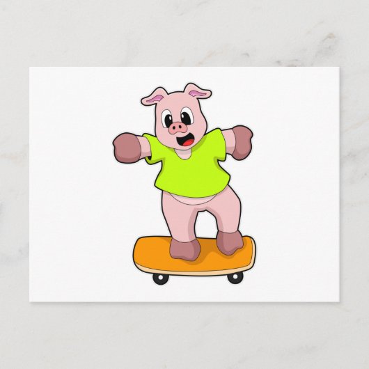 Varken als skater op skateboard briefkaart (Voorkant)