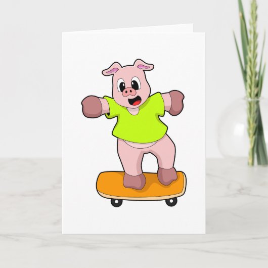 Varken als Skater op Skateboard Kaart (Voorkant)