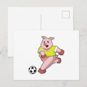 Varken als voetballer met voetbal briefkaart (Voorkant / Achterkant)