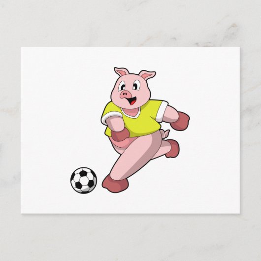 Varken als voetballer met voetbal briefkaart (Voorkant)