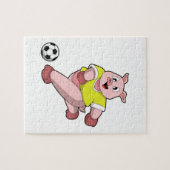 Varken als Voetbalspeler met Voetbal Legpuzzel (Horizontaal)