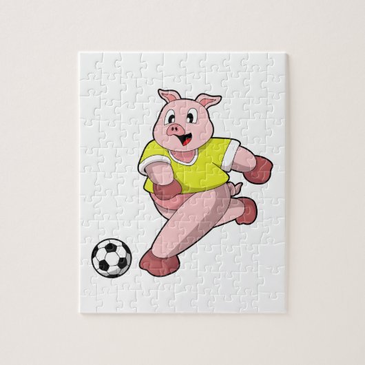 Varken als Voetbalspeler met Voetbal Legpuzzel (Verticaal)